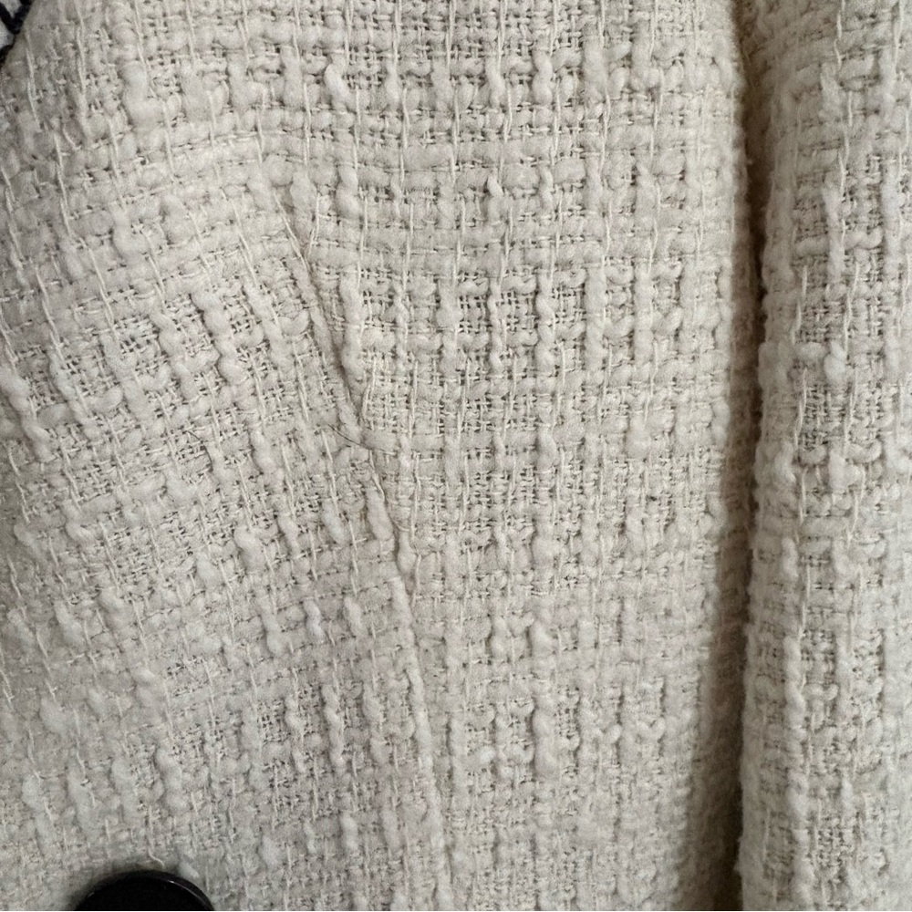 NWT…..ZARA Ecru Tweed and Black Topstitch Double Breasted Jacket - Picture 5 of 9